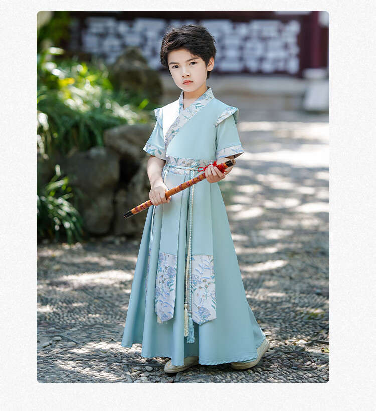 汉泉男童汉服夏季薄款3-12岁男孩夏款古装中小学生中国风童装儿童薄款