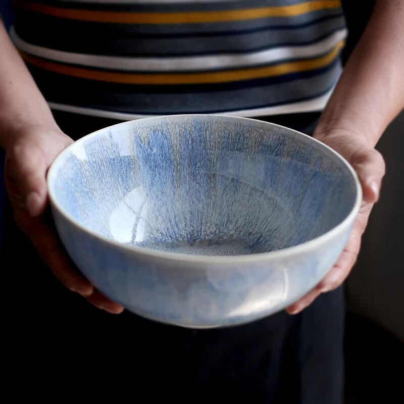 2022新款陶瓷平底碗日式陶瓷大碗钵彩色平底碗深口大盆瑕疵面碗105英