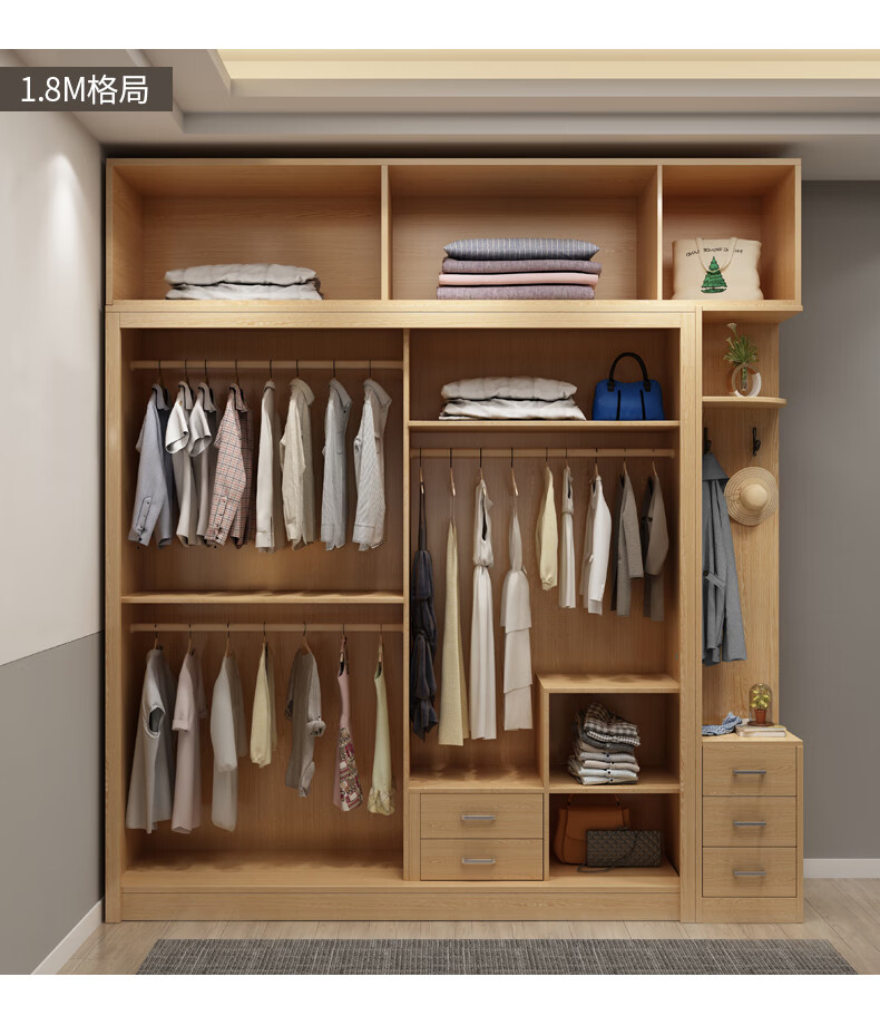 北欧推拉门衣柜现代简约经济型移门衣柜组装家用卧室整体大衣柜 1.