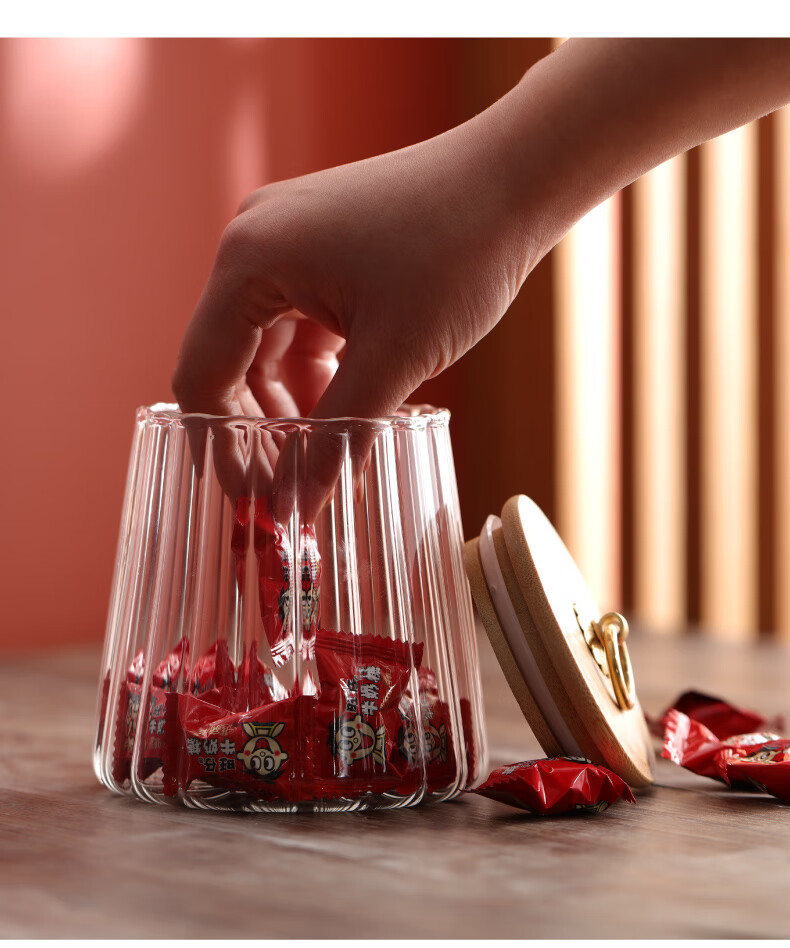 糖果罐糖罐家用糖果储物罐子带盖茶叶罐密封罐玻璃装糖罐家用创意糖果