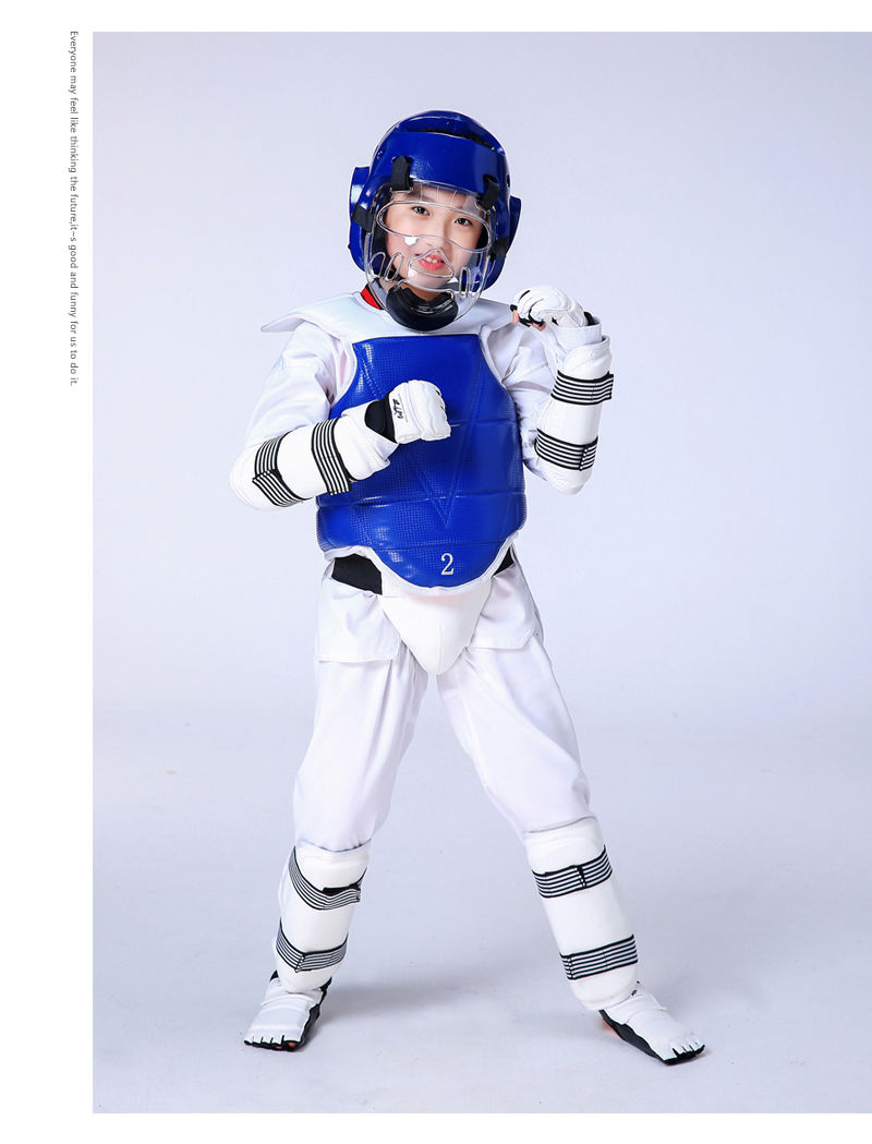 跆拳道护具全套成人儿童训练比赛护具搏击全套护具五件套八件套平纹红