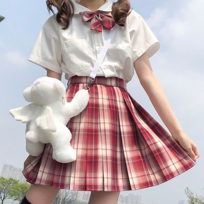 草莓可爱多jk制服格裙全套夏季衬衫短裙套装日系学院风百褶裙班服长袖