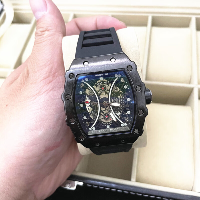 红魔手表5查理德二战手表男骷颅头红魔官网rm机械个性潮流时尚硅胶带