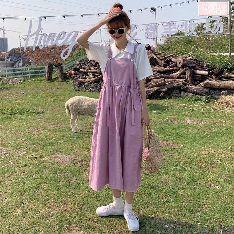 夏天女生子女学生高中初中生少女夏装2021年新款衣服女夏天韩版过膝