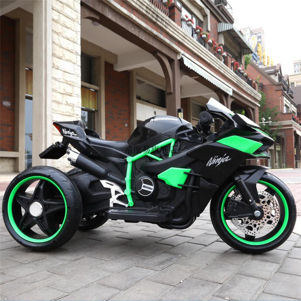 2022新款川崎h2儿童电动摩托车男孩儿童电动三轮摩托车电瓶可充电小孩