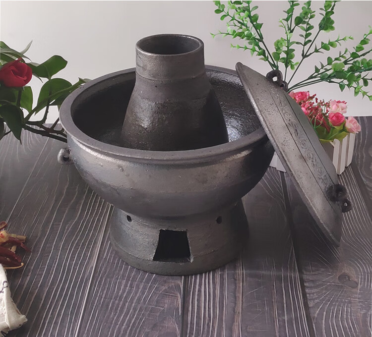 平定老式砂火锅炭火锅老式烧木炭火锅炉土砂锅老北京涮羊肉全手工乐贝