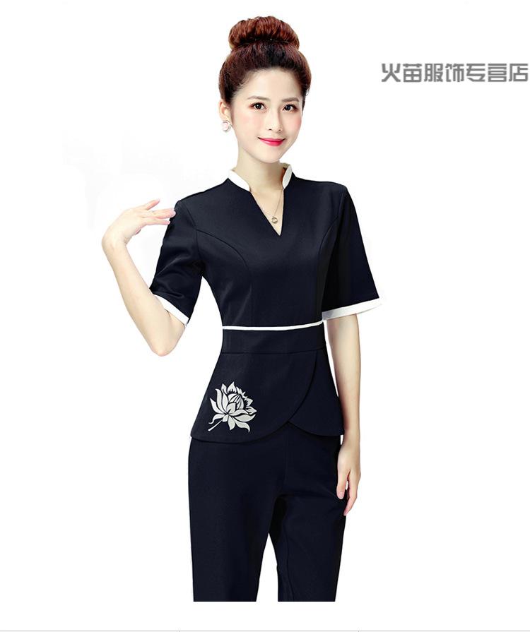 沐足技师工作服套装新款桑拿技师服足浴足疗美容师酒店工作服中长袖