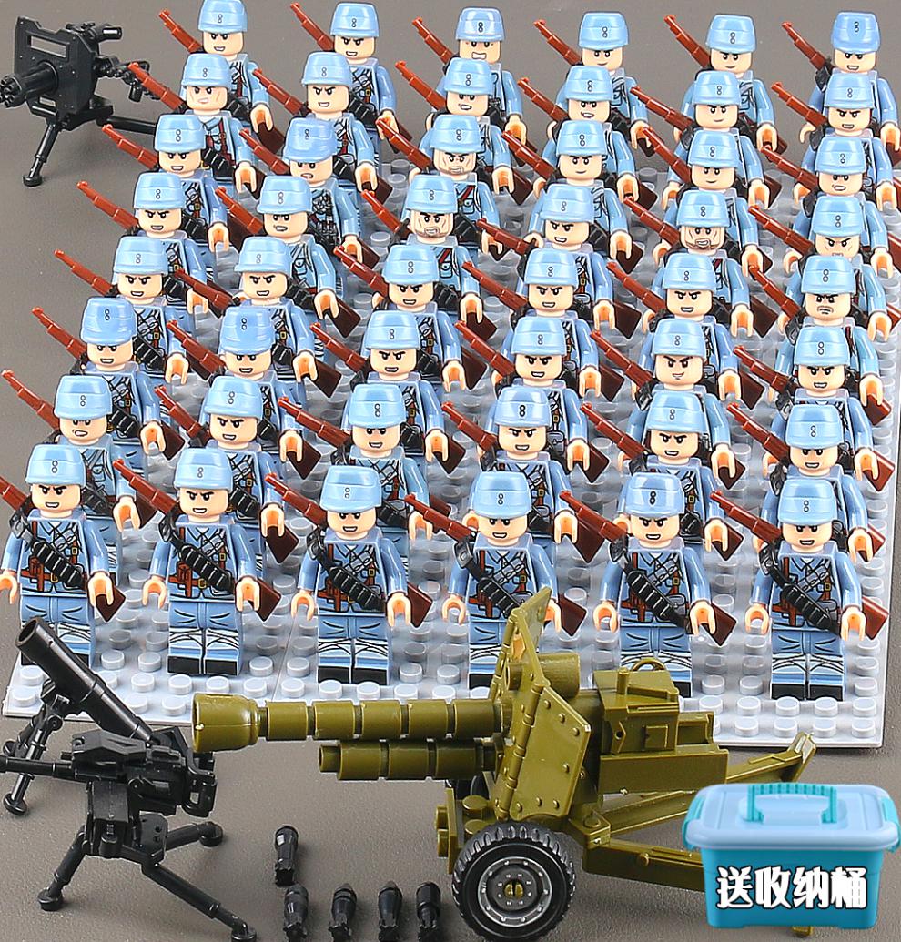 rohde 二战八路军小人志愿军抗美援朝长津湖人仔男孩拼装玩具 八佰