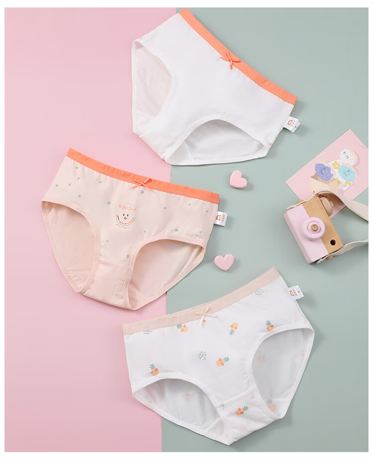 恒源祥312岁女童内裤3条装棉质三角中大童女孩短裤儿童裤头小内裤不夹