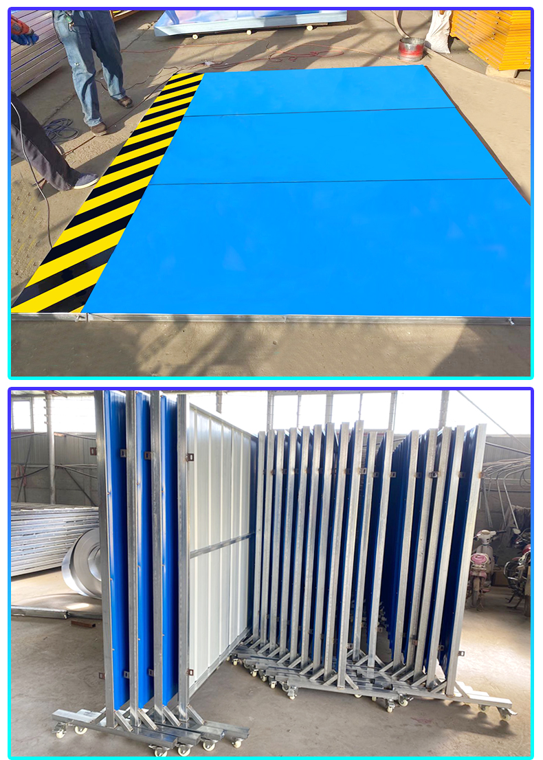 施工彩钢围挡施工挡板铁皮围挡工地道路临时打围小草绿色彩钢围挡