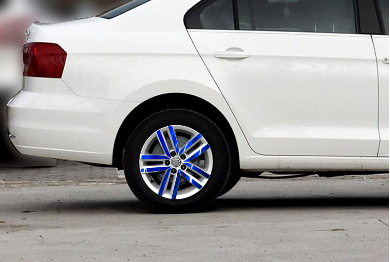 专用于17款大众全新捷达改装专用电镀轮毂贴 新捷达装饰车贴 碳纤黑