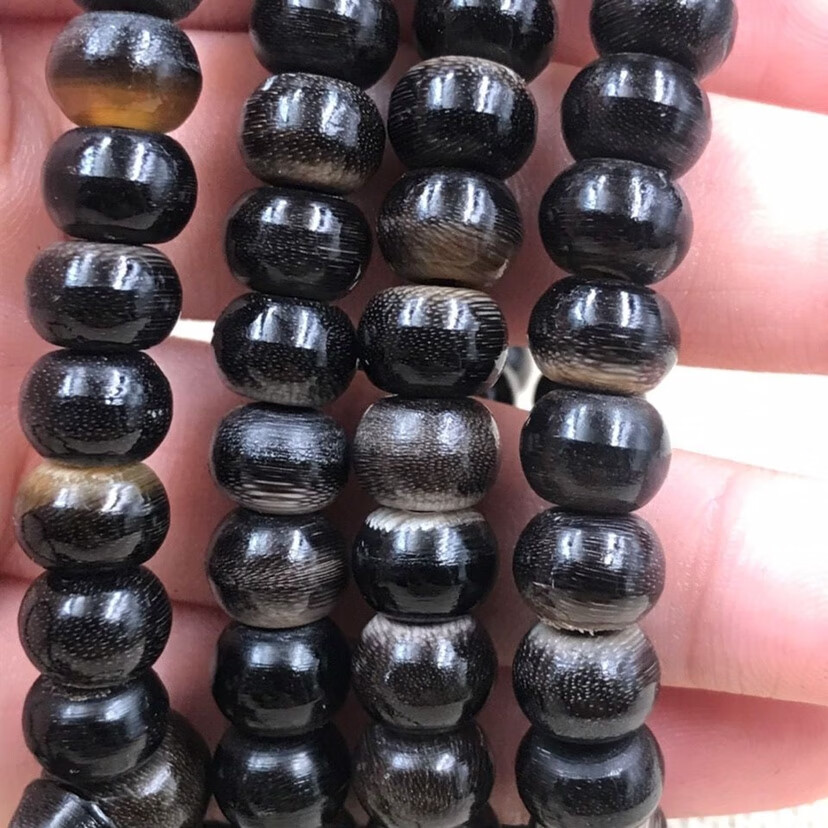 歌盼 文玩保真天然黑驴蹄子爆满竹丝纹鱼子纹108颗老型珠佛珠项链手链