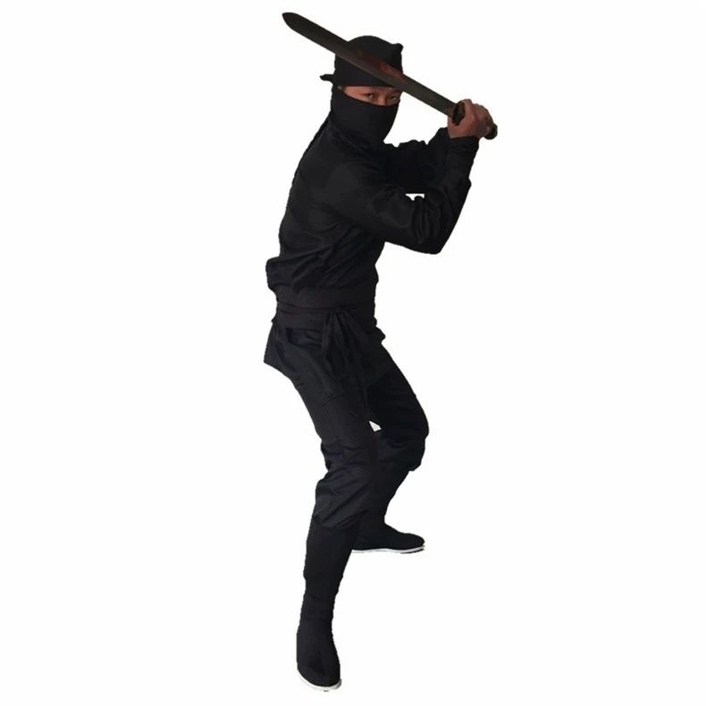 谏子 古装蒙面服 刺客服夜行衣忍者男女黑衣人武侠盗贼勇士演出服 衣