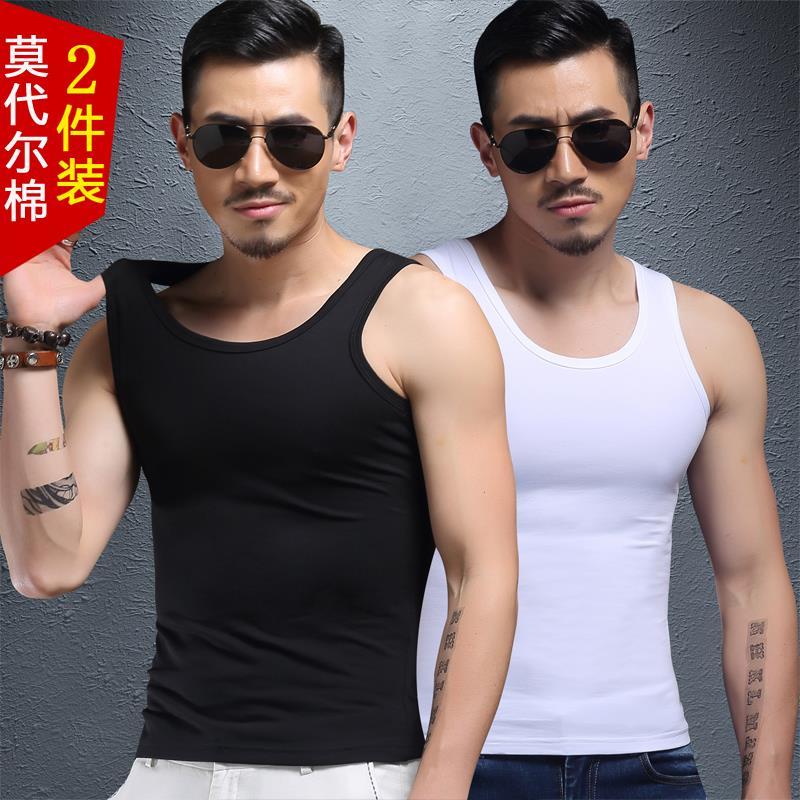 男士小背心莫代尔男士背心夏季冰丝潮流外穿篮球坎肩运动健身无袖t恤