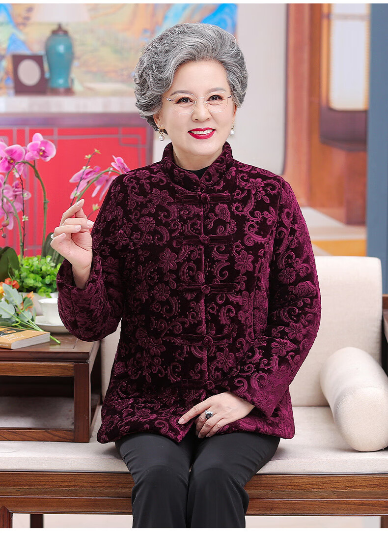 冬季老人家保暖大棉袄女防风防寒奶奶冬装棉服套装老年人女妈妈加厚