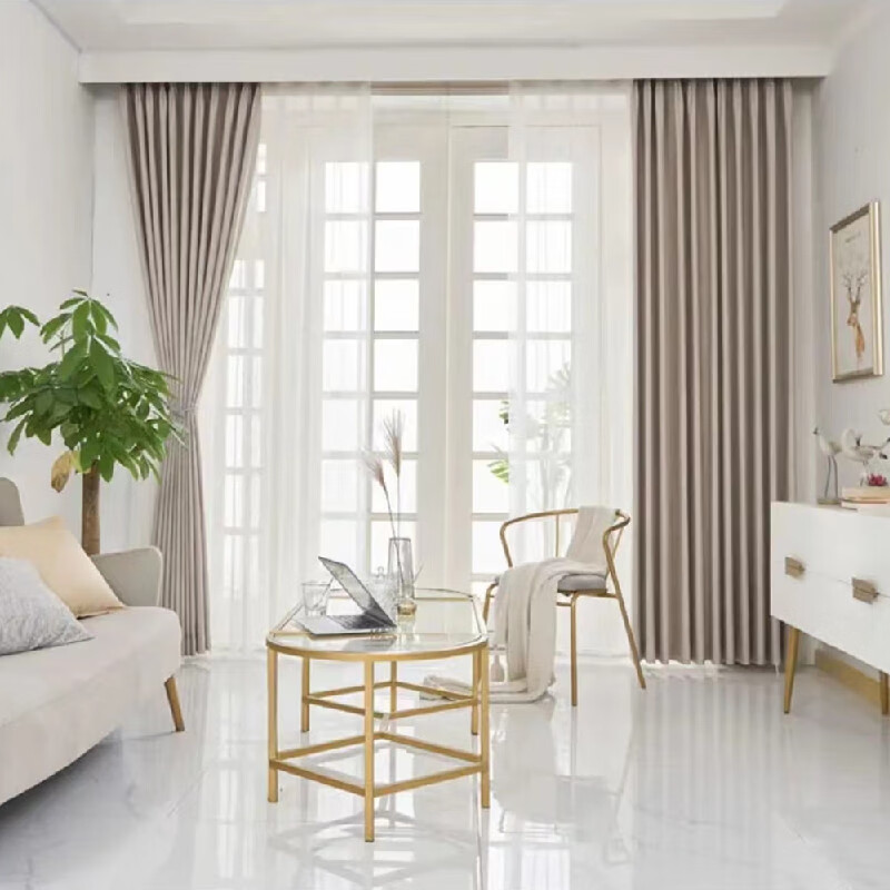 农村自建房窗帘 自建房三米多高不用接高高温定型窗帘卧室客厅简约