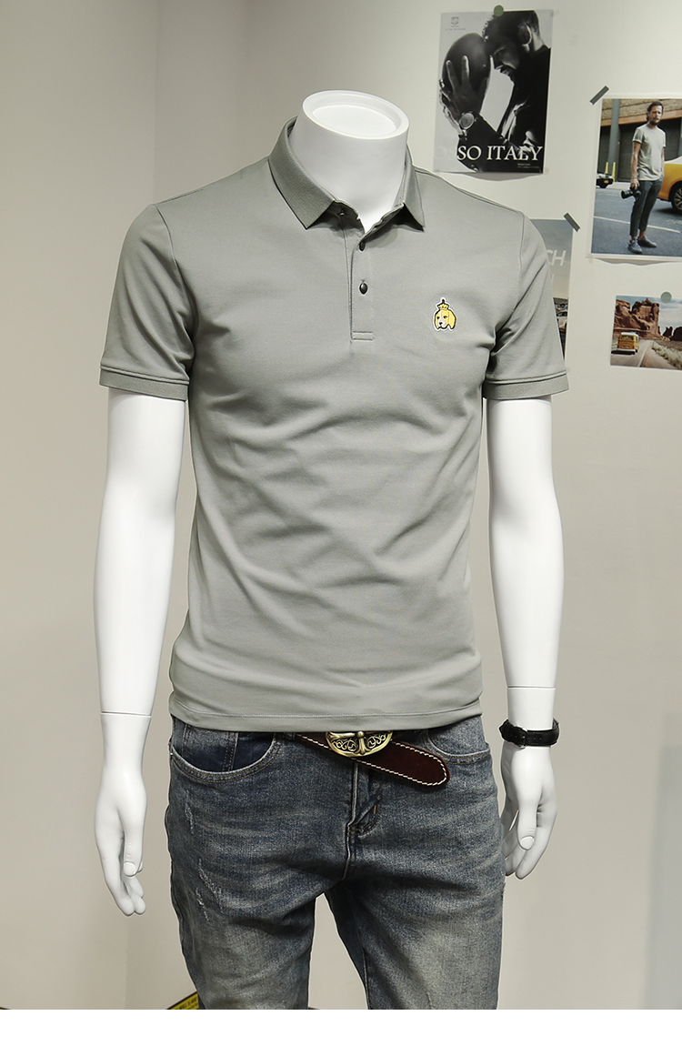 andseeyou潮牌 polo衫男 小狗刺绣翻领短袖男潮polo衫 修身韩版商务