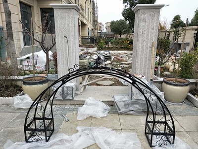 别墅半拱门花架铁艺拱门花架大门爬藤架别墅拱门架子庭院门柱拱形花架