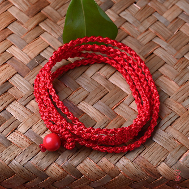 红朱砂 红绳腰链 情侣款红腰绳 鸿运当头 男女 本命年 腰3尺2裤39码=