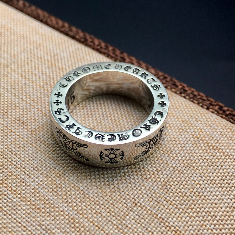 庄梦蝶 泰银ch克罗心朋克十字架宝剑戒指男女食指复古个性925纯银戒指