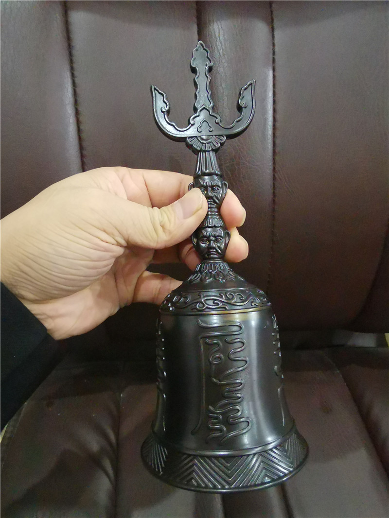 三清铃道教用品黑色天蓬帝钟天蓬钟法钟法铃道家三清铃三叉金刚铃手摇