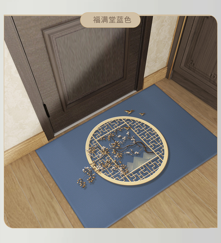 金黄色风水地垫 中式可擦洗进门地垫黄色防滑脚垫入户古典防水易打理