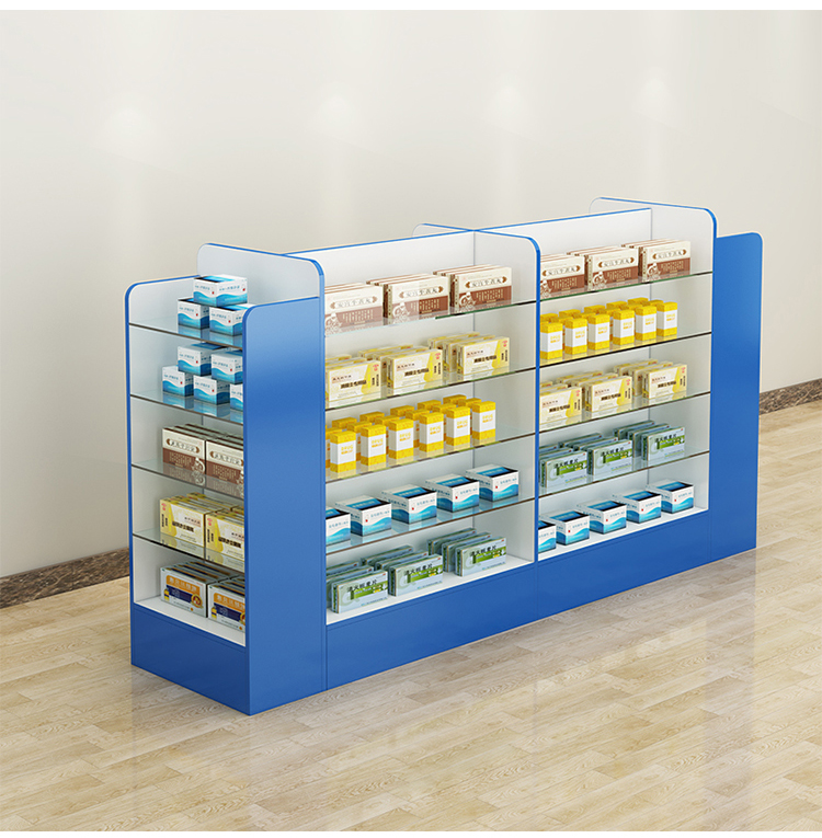木质药店货架西药柜药房药品展示柜柜药柜玻璃柜台药店展示架高柜