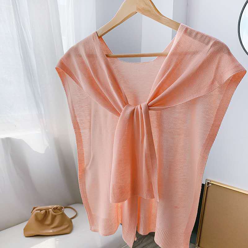 【高品质披肩】外搭冰丝小披肩时尚韩版披肩围巾冰丝针织款 紫色