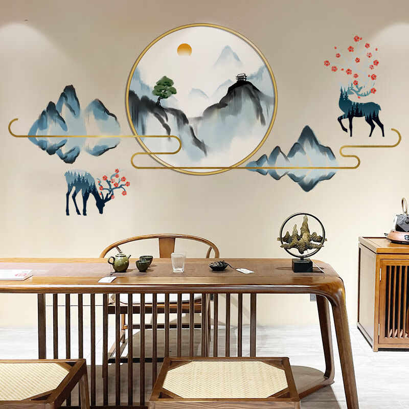 壁纸贴画背景墙装饰品中国风纸古风墙壁贴画遮丑客厅背景墙装饰自粘