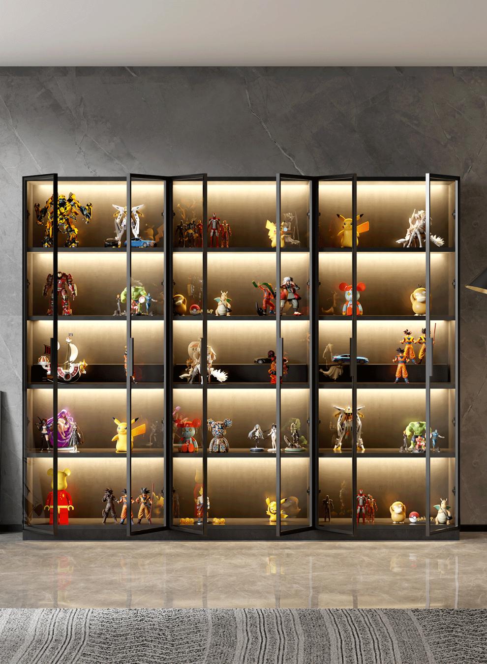 叶氏木语手办展示柜乐高收纳轻奢雕像模型柜产品陈列玻璃门储物架gk