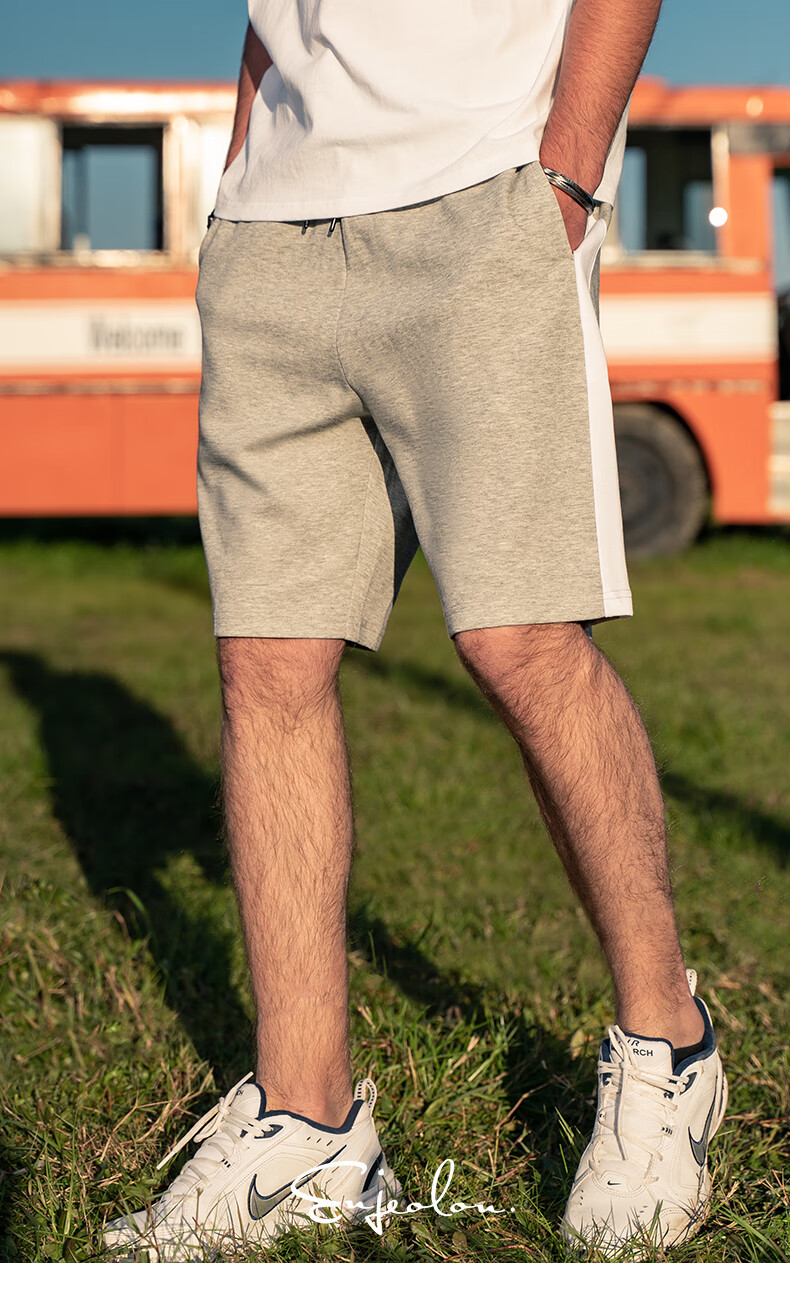 英爵伦2021夏季新款短裤男潮流休闲五分裤青年撞色直筒中裤男生黑色m