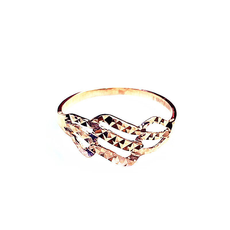 欧凯伦 俄罗斯玫瑰金波浪戒指指环14k紫金镂空波浪戒指指环女 12码