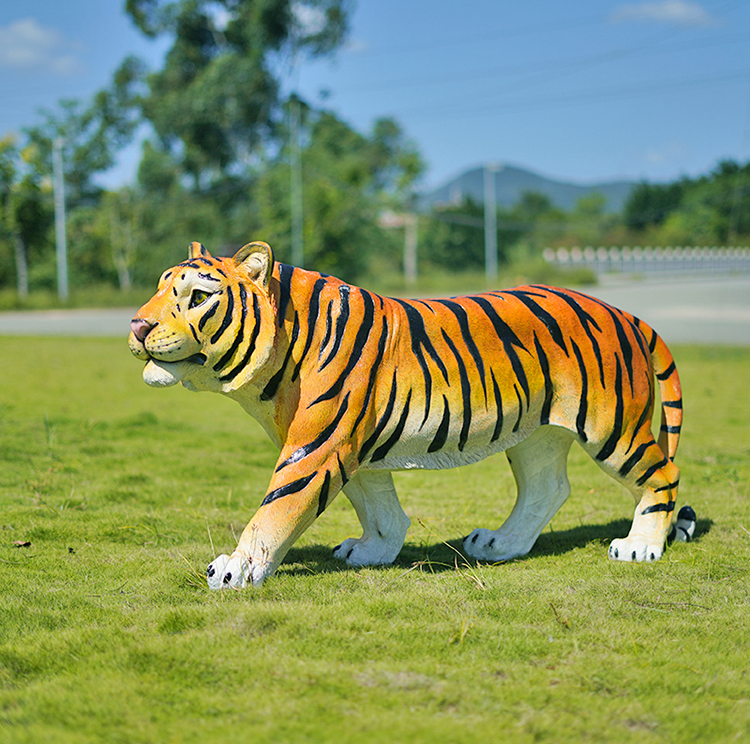 户外仿真大老虎雕塑动物模型装饰园林景观摆件草坪景区假道具摆设中号