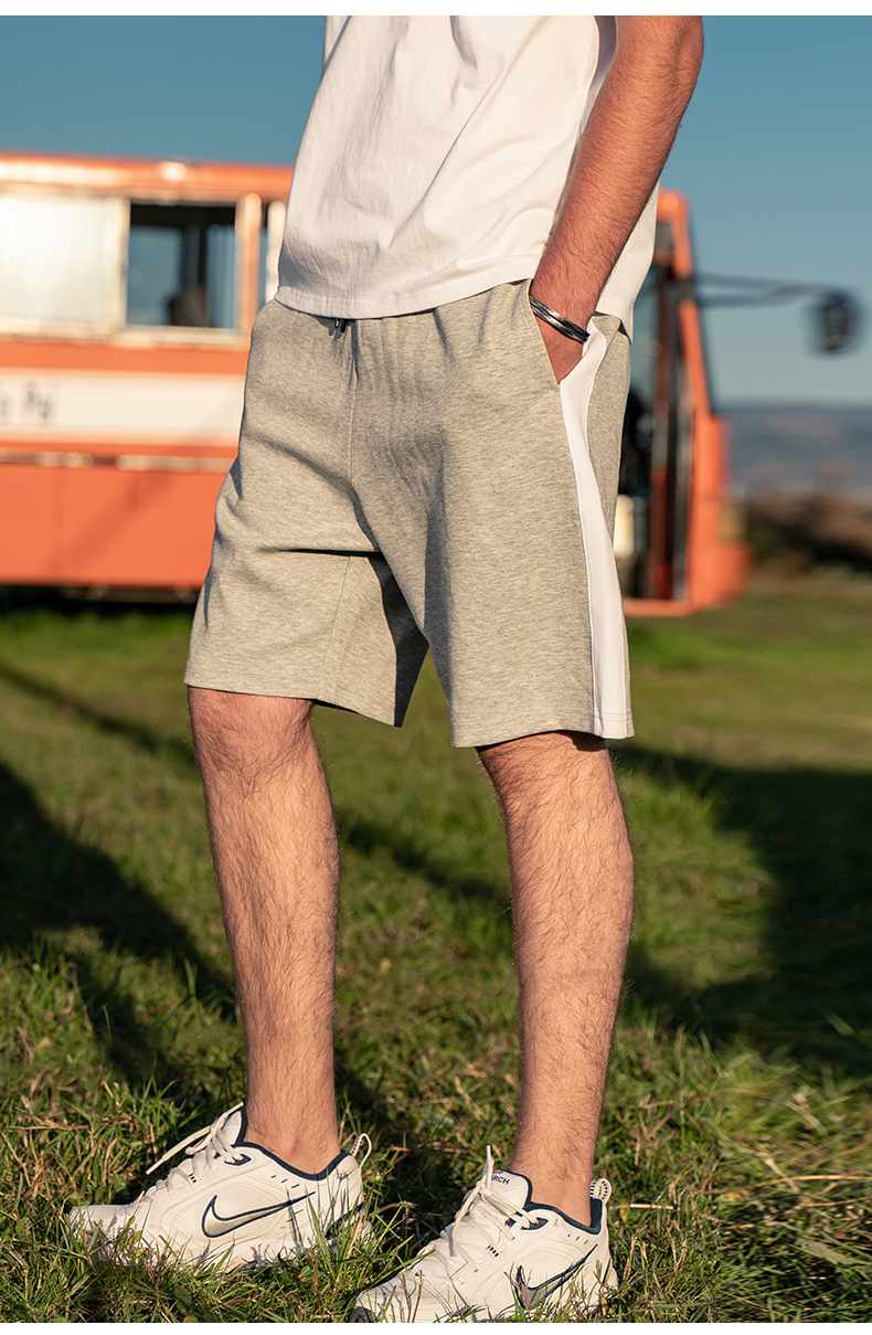 英爵伦2021夏季新款短裤男潮流休闲五分裤青年撞色直筒中裤男生黑色m