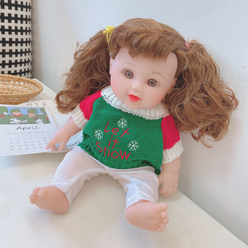 婴儿假洋硅胶女孩小宝宝公仔会说话的仿真布玩具注小号30cm无性别区分