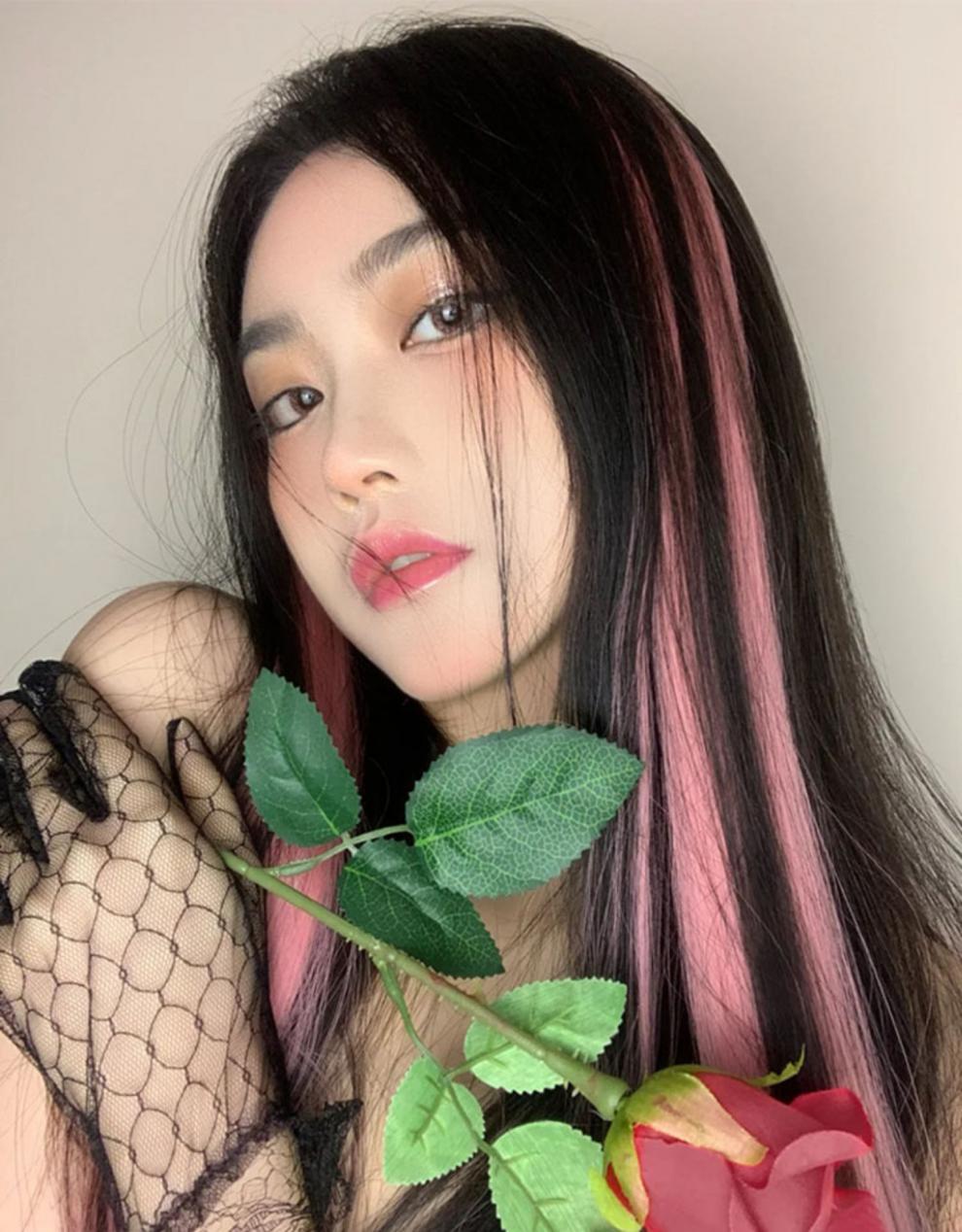 女无痕隐形一片式挑染直发片渐发片接发条束送女友 【米白色】单片装