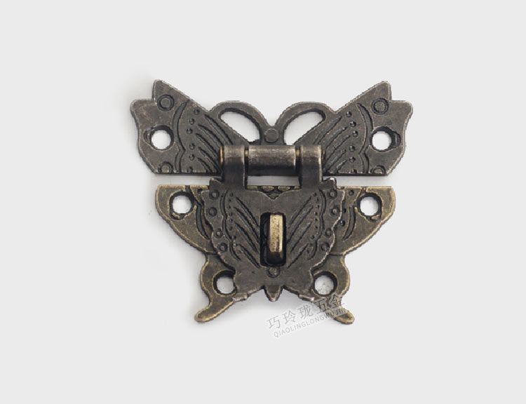 忽风 兼容定制适用与[2个装】小木盒蝴蝶锁扣首饰盒箱扣复古木盒暗箱