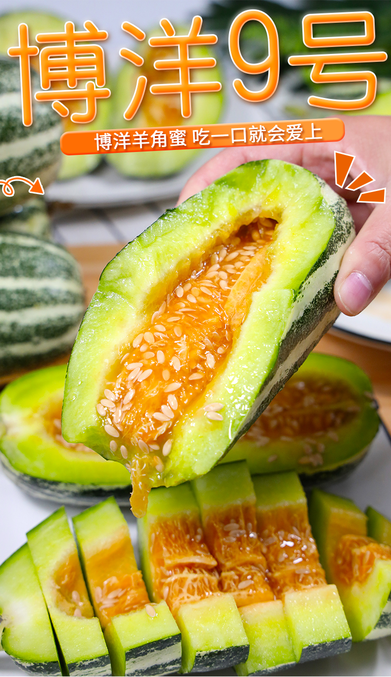 顺丰速发博洋9号甜瓜5斤新鲜当季水果脆瓜61蜜香瓜羊角蜜甜瓜现摘现发