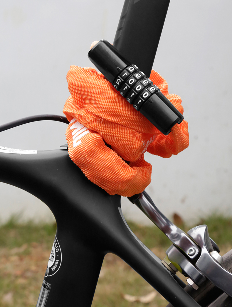 自行车锁密码锁山地车便携式锁链子单车防盗链锁车锁链条锁 升级款