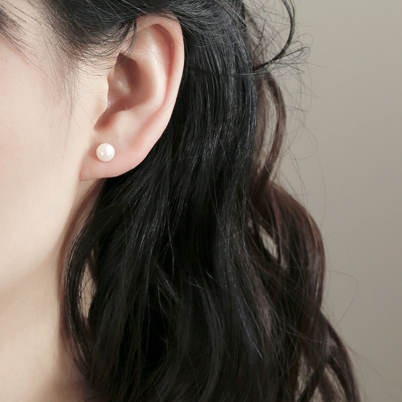 榛橙s999银豆豆耳钉女学生简约足银耳棒养耳洞迷你光面圆珠耳饰男女防