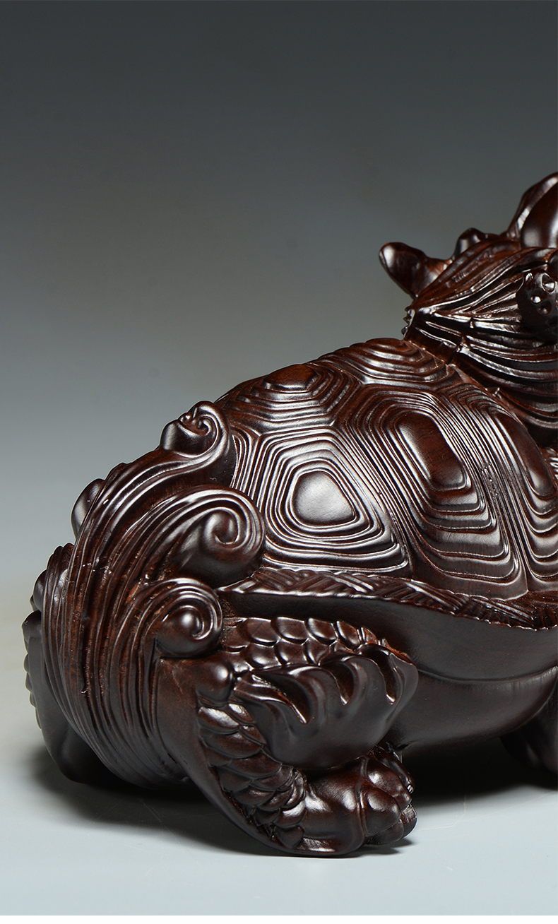 杞瑾木龙龟木质龙头龟玄武雕刻摆件家居客厅办公室装饰红木工艺品精雕