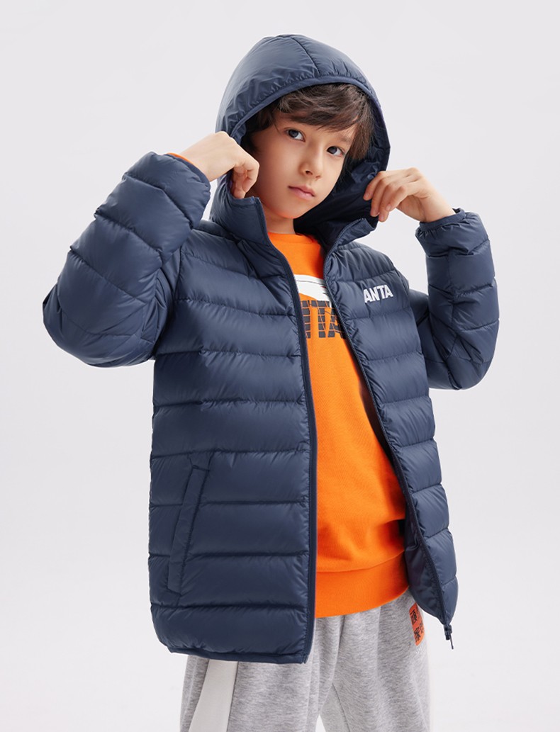 安踏儿童羽绒服男童轻薄羽绒服2022年秋冬季新款百搭舒适保暖轻便羽绒