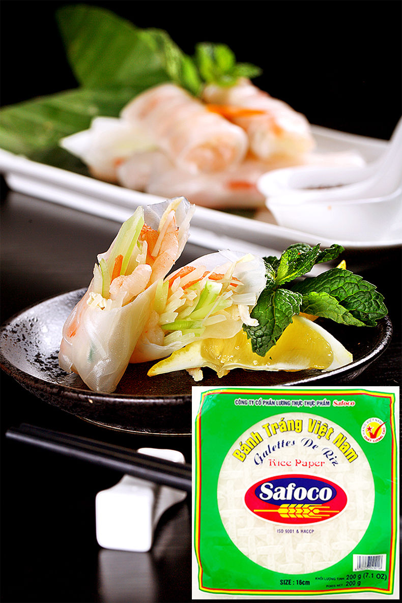 牧马安达越南safoco春卷皮16cm水晶透明手卷皮春饼皮特产22cm春卷皮