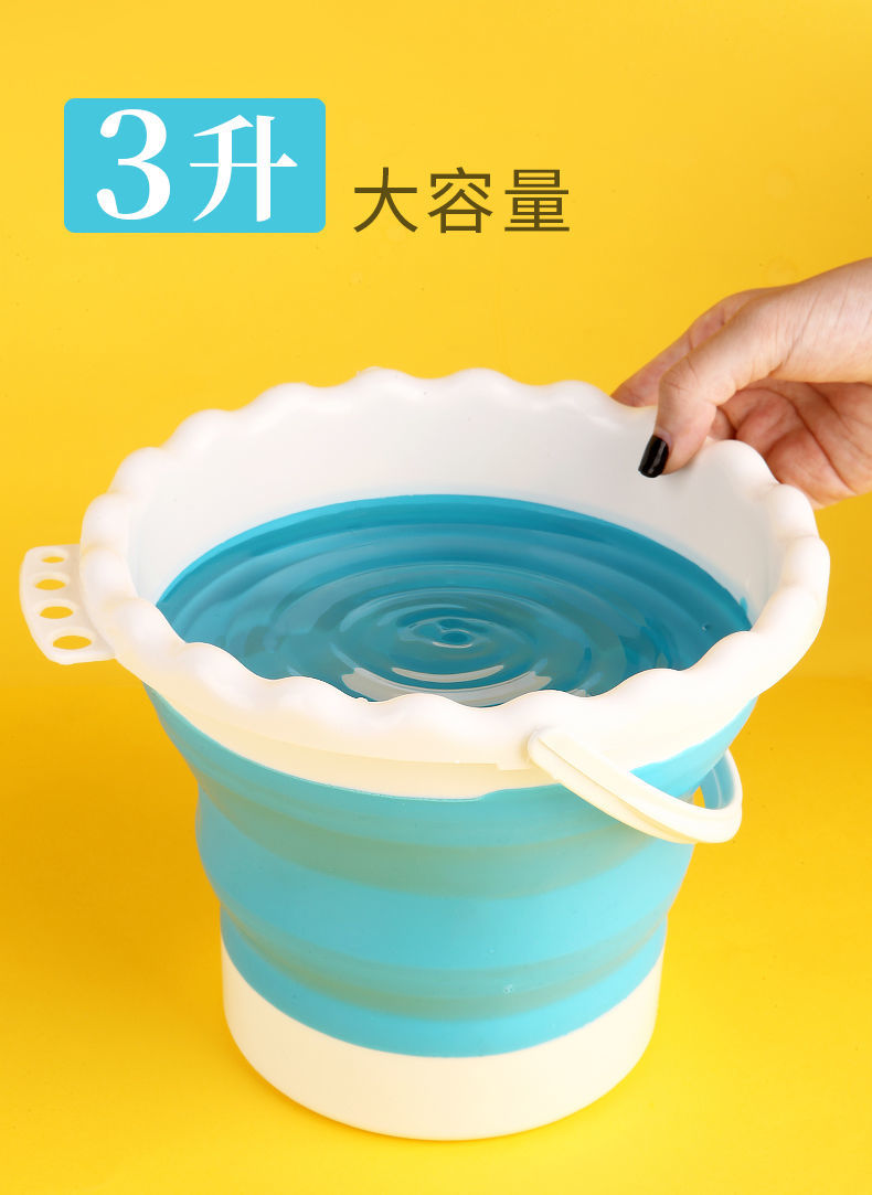 可折叠带隔层洗笔筒水粉水桶硅胶水桶国画透明小水桶画画桶美术折叠