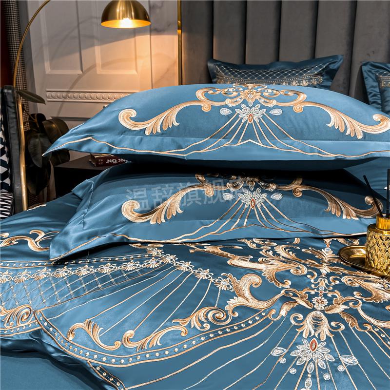 达芬奇家纺法式轻奢高精密四件套全棉刺绣被套欧式床上用品1.