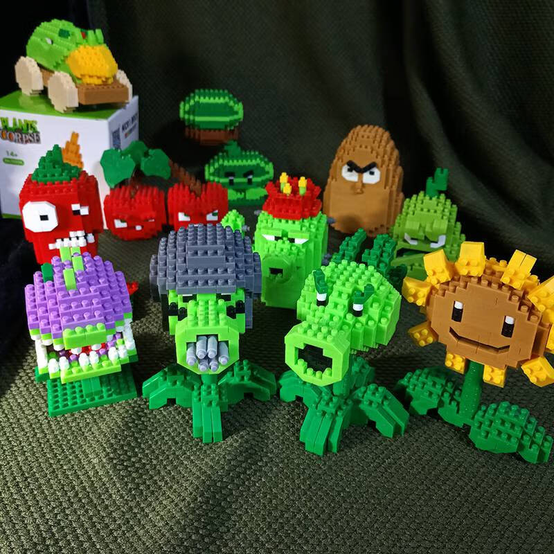 植物大战僵尸小颗粒玩具女孩系列立体男孩拼装积木成年高难度 食人花