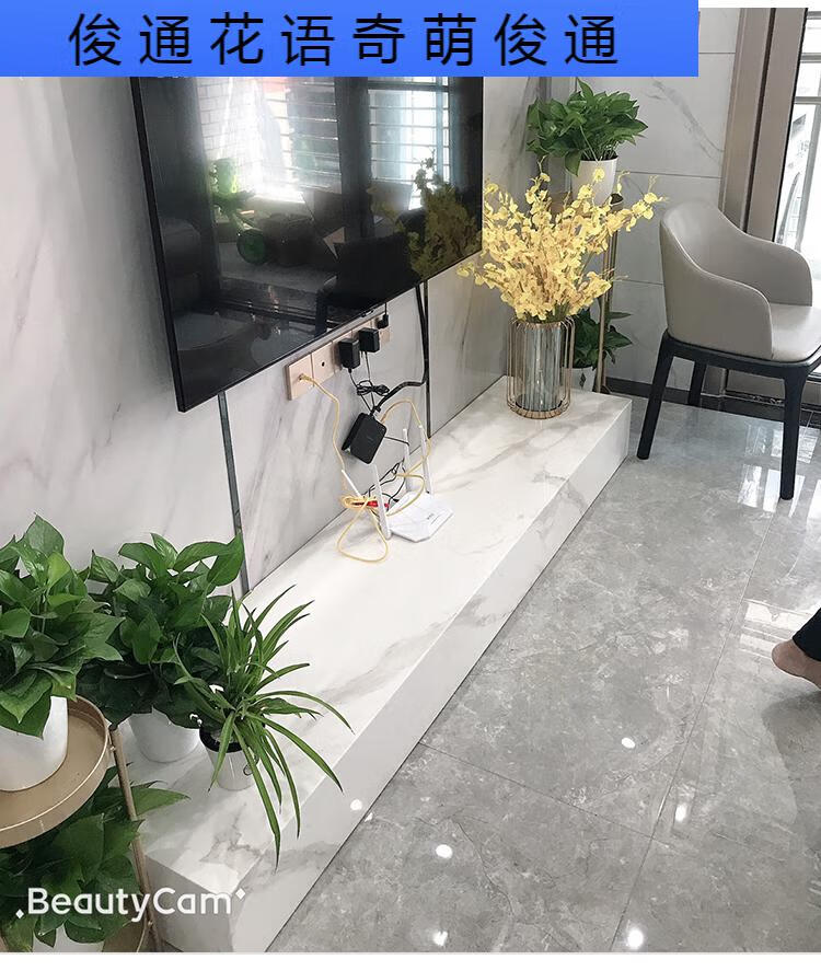 激光电视柜高款电视柜伸缩台白色地台激光轻奢大理石电视柜简约现代