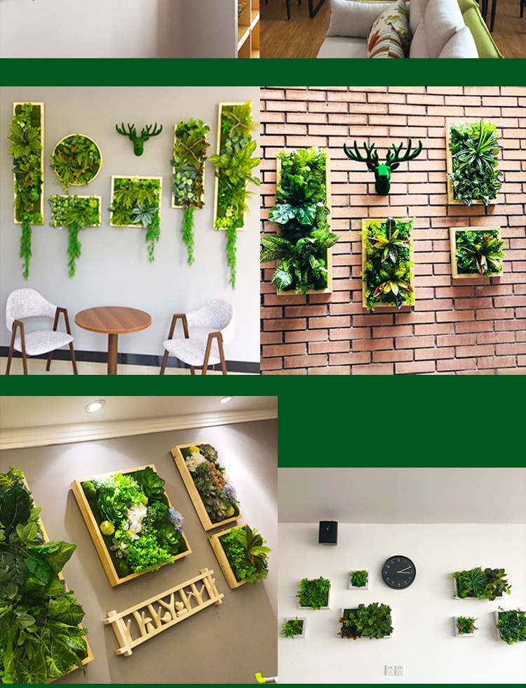 仿真多肉植物壁挂绿植鹿头墙饰背景墙工业风餐厅酒吧创意墙面装饰乳