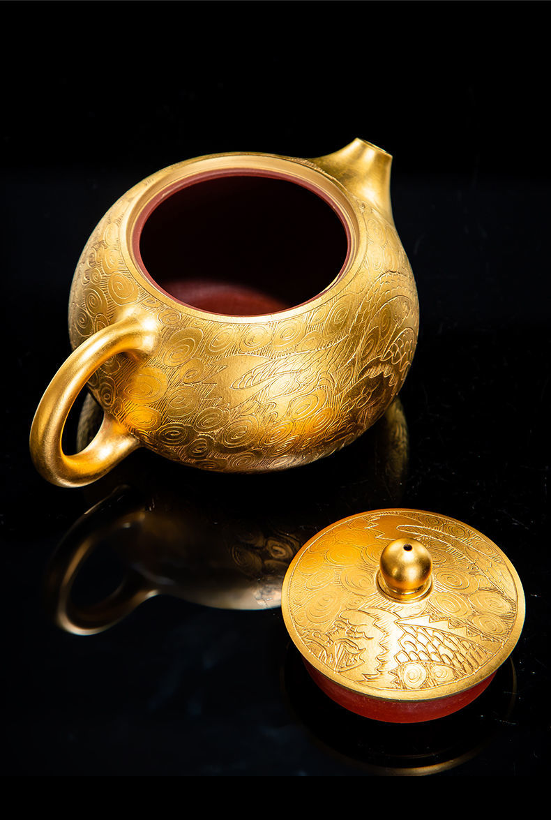 壶家用送礼品茶壶家用高端功夫西施壶 纯金鎏金西施壶壶150ml【图片