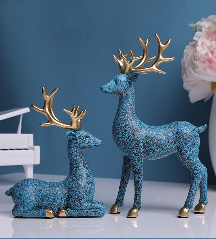 鹿摆件家居饰品美式客厅电视柜酒柜玄关工艺品家装办公室软装装饰黑白